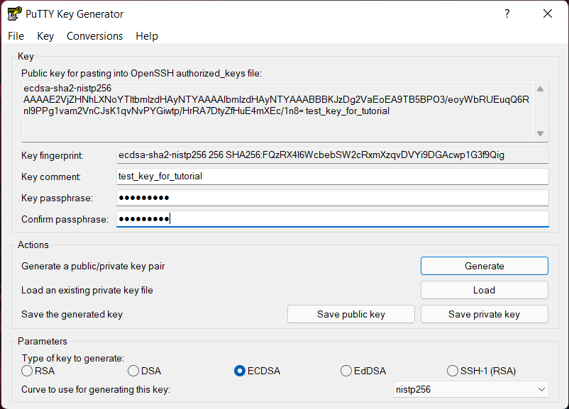 Successfully generated ssh key in puttygen