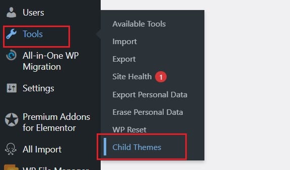 access child theme configurator settings